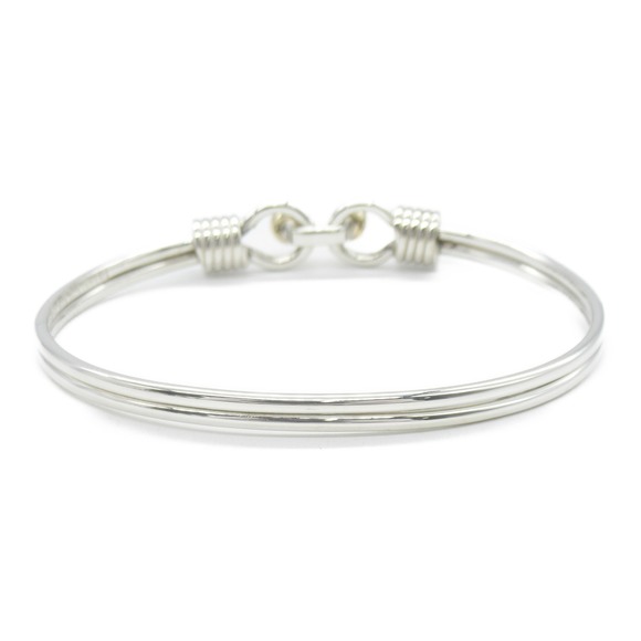 Tiffany Double Hook and Eye Bangle Silver K18 Yellow Gold - Picture 2 of 5